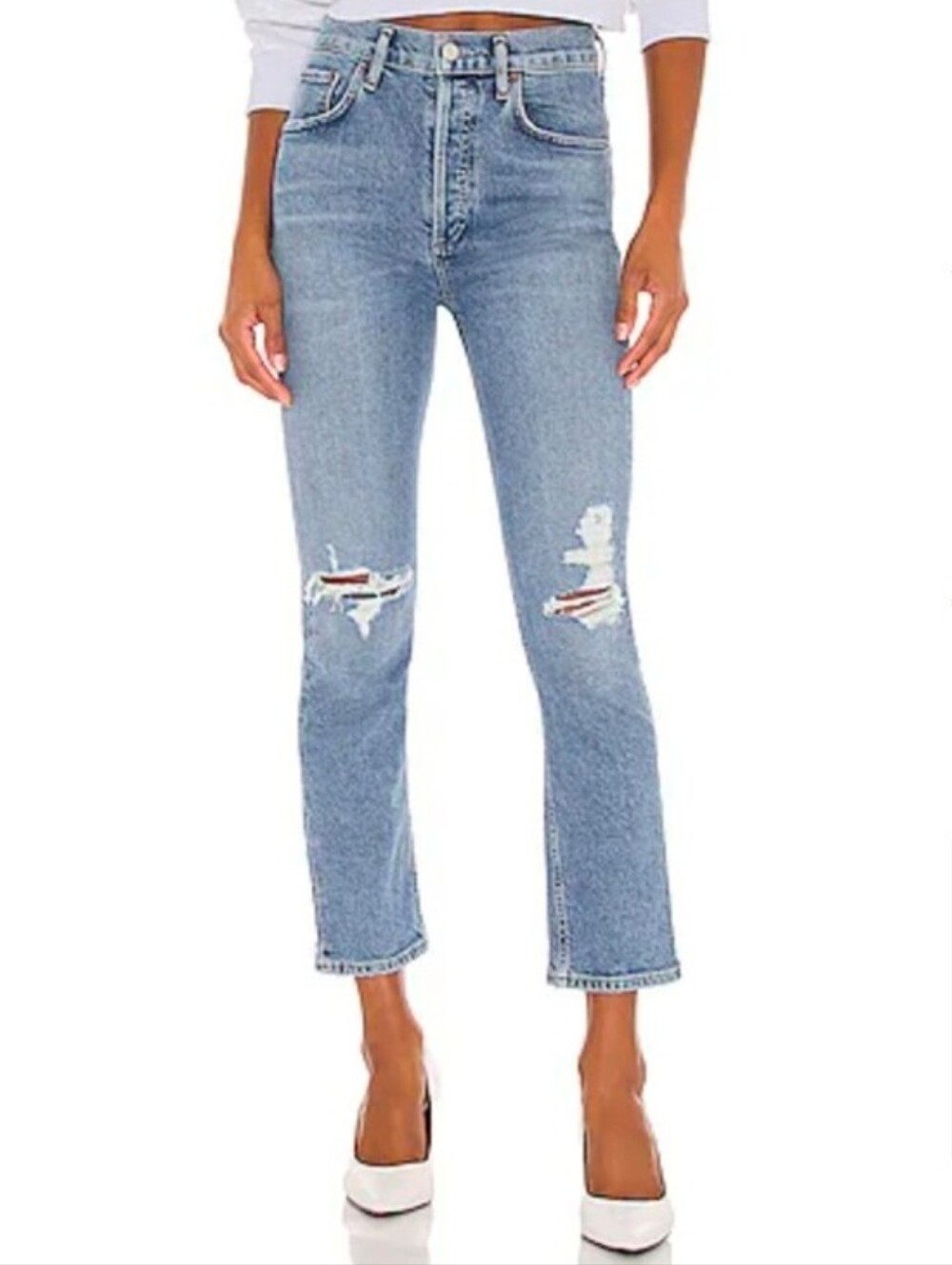 ❤️ AGOLDE RILEY HIGH RISE STRAIGHT CROP JEANS, 12 (31)